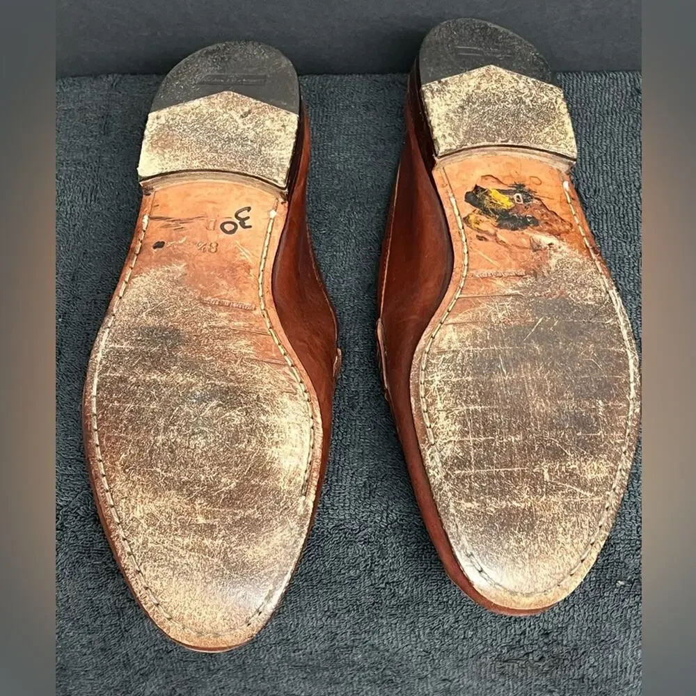 Salvatore Ferragamo Silver Gold Gancini Bit loafers 8.5 D Soft Brown Leather